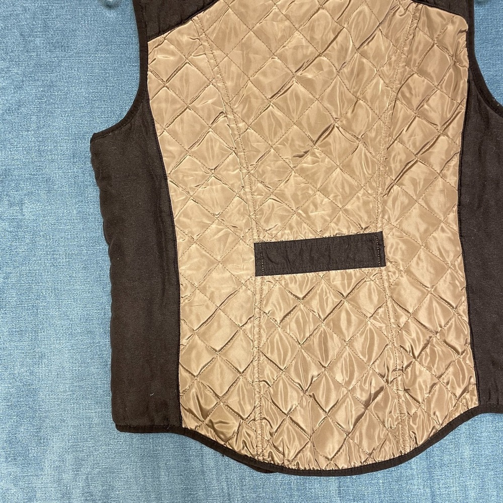 CI Sono Vest Womens Large Brown Quilted Front Zip Mock Neck Sleeveless Outdoor - Picture 9 of 11